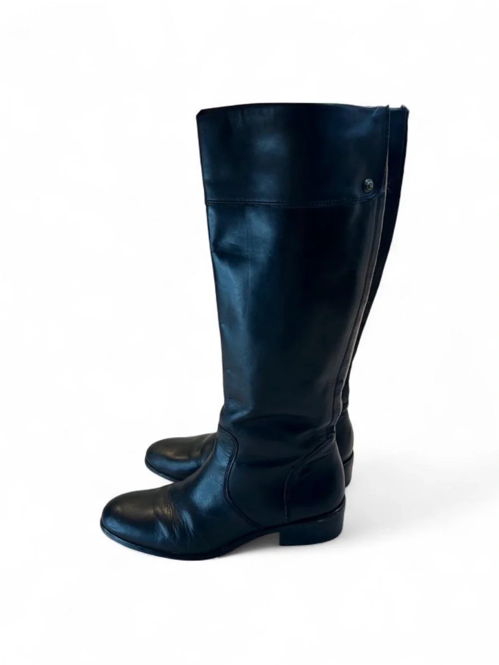 Women's Knee-High Leather Riding Boots - Black